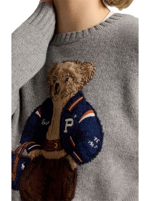 MAGLIONE IN LANA E CASHMERE CON POLO BEAR GRIGIO Polo Ralph Lauren | 211-B17771-002OUTPOST GRY HTHR